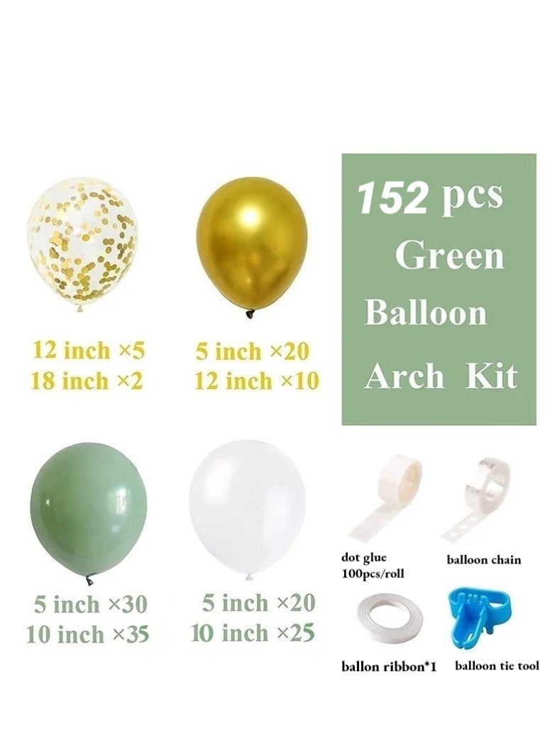 152pcs Retro Green Balloon Garland Set for Wedding Decoration Photo Props - Image 5
