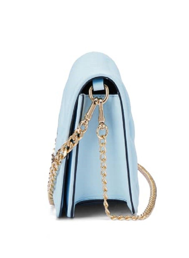 UHURA Light Blue Ruched Bag - Genuine Leather Handbag for Women, Stylish Crossbody Bag and Trendy Small Purse, Versatile Top Handle Handbag with Textured Structured Design, Compact and Lightweight Bag with Craftsmanship, Ideal for Any Outfit or Occasion  - Image 4