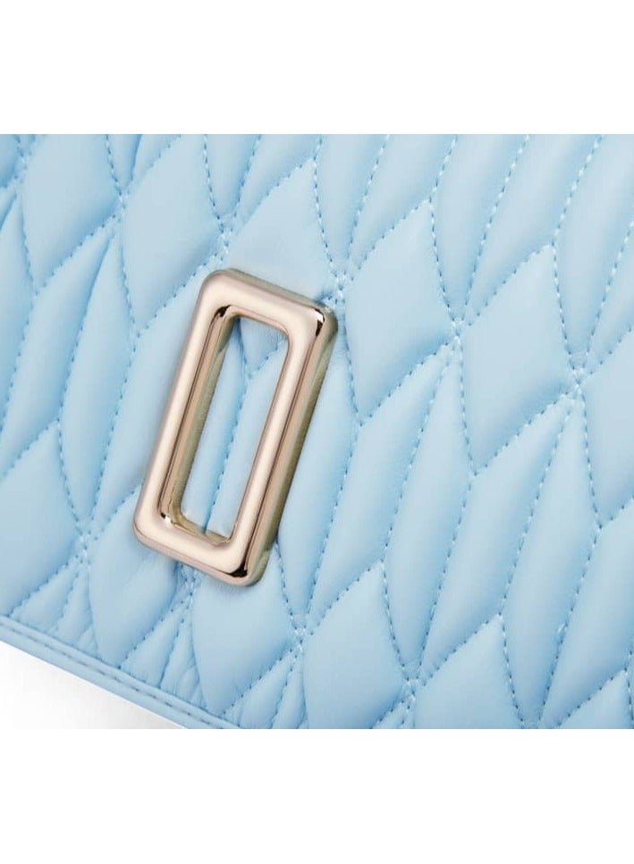 UHURA Light Blue Ruched Bag - Genuine Leather Handbag for Women, Stylish Crossbody Bag and Trendy Small Purse, Versatile Top Handle Handbag with Textured Structured Design, Compact and Lightweight Bag with Craftsmanship, Ideal for Any Outfit or Occasion  - Image 5