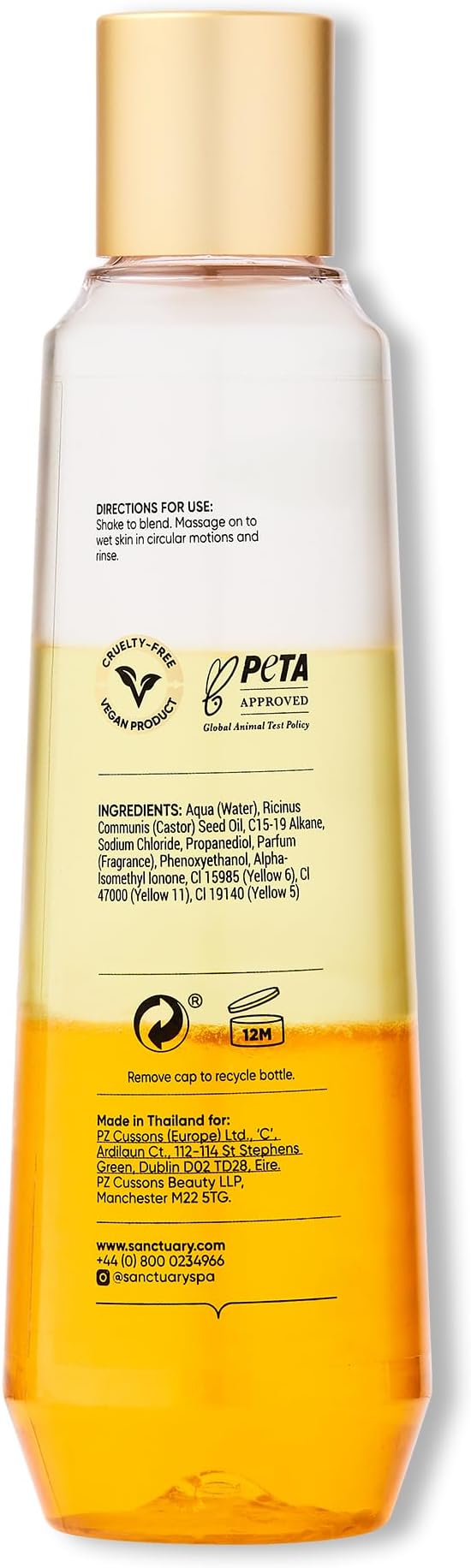 Sanctuary Spa Golden Sandalwood ThreePhase Shower Oil 3 Day Moisture Mineral Oil Free Cruelty Free Vegan 250ml Pack of 2