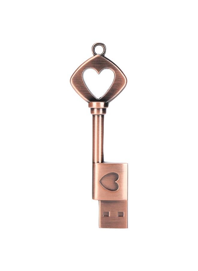 Thoraya USB Flash Memory Stick High Speed Flash Drive Flash Drive Vintage Metal Love Heart Key Shape Thumb Drive 16GB  - Image 1