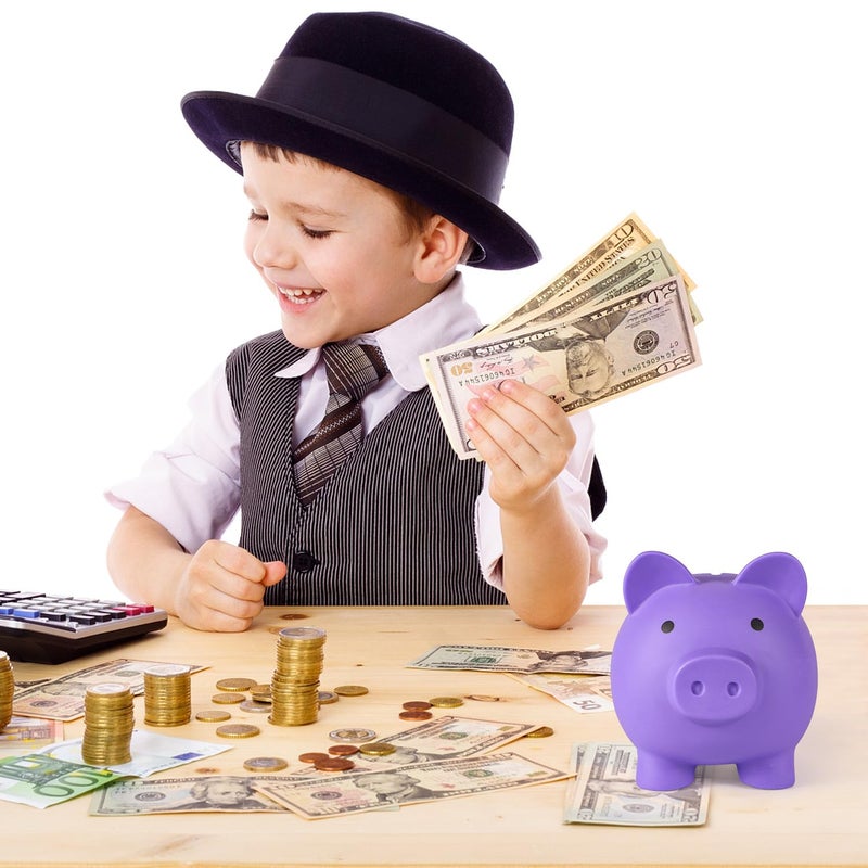 PJDRLLC Piggy Bank, Unbreakable Plastic Money Bank, Coin Bank for Girls and Boys, Medium Size Piggy Banks, Practical Gifts for Birthday, Easter, Christmas (Purple) - Image 3