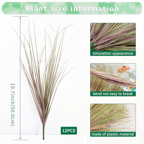 LUZOGA 12Pcs Artificial Grass Plants Faux Shrubs Wheat Grass Artificial Tall Grass Fake Plants for Outdoor DecorArtificial Greenery Stems Weed for Room Indoor Home DecorLight Purple - Image 3