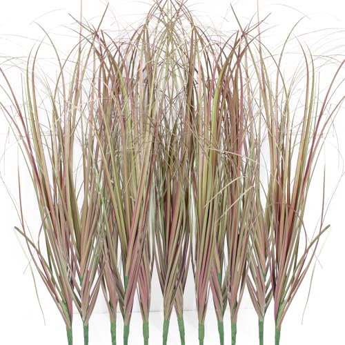 LUZOGA 12Pcs Artificial Grass Plants Faux Shrubs Wheat Grass Artificial Tall Grass Fake Plants for Outdoor DecorArtificial Greenery Stems Weed for Room Indoor Home DecorLight Purple - Image 1