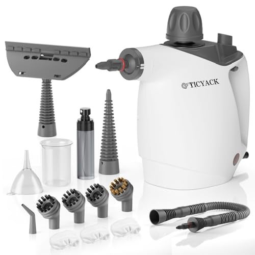 TICYACK Handheld Steam Cleaner, Steam Cleaner with 16 PCS Accessory & Safety Lock, 500ML Capacity, Multi-Surface Deep Cleaning for Home, Car, Bathroom, Grout, Floor, Window (White) - Image 1