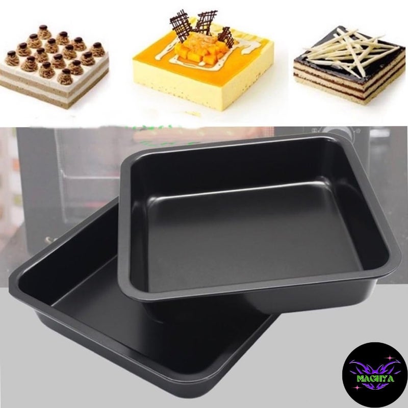 Maghya Carbon Steel Square Cake Mould with 3 Piece Palette Knife Set | Non-Stick Baking Pan & Spatula Set for Cake Decorating Combo (Square Mould & Palette Knife(3 Set)) - Image 2