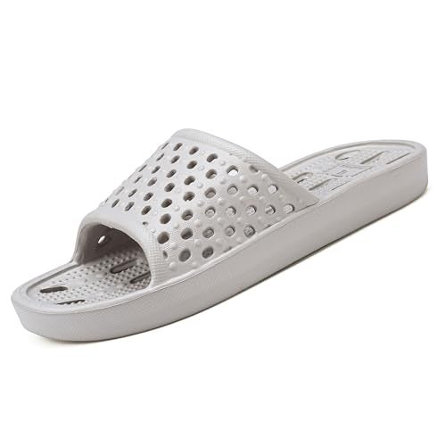 clootess Shower Shoes Slide for Men and Women Holes Bath Slipper Bathroom Sandal Pool Gym College Dorm Non-Slip Grey 40.41 - Image 2