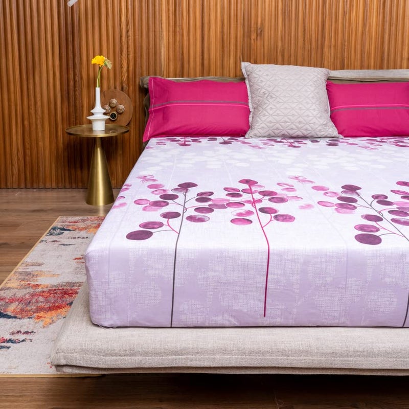 Urban Space Divine 100 Cotton Bedsheets for Double Bed with 2 Pillow Covers Double Bedsheet Size 90 inch x 100 inch Mars Purple