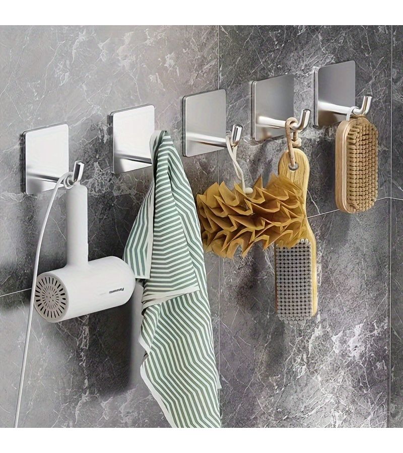 Stainless Steel Sticky Hooks 12 Pack Heavy Duty Multi Purpose Kitchen Wall Decor - Image 2