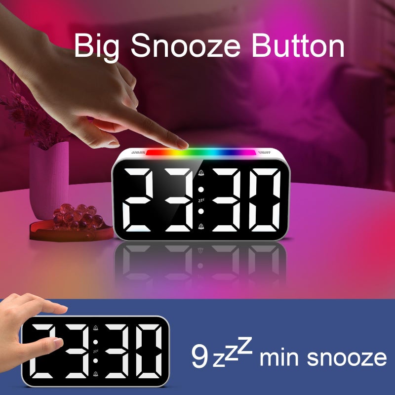 Topski Loud Alarm Clocks for Bedrooms Heavy Sleepers, Digital Bedside Clock with Night Light, Large Display, Dual Alarm, Snooze, Dimmable for Kids Teens Boys Girls - Image 4