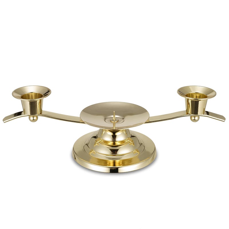 ACHIBANG Gold Unity Candle Holder for Wedding Ceremony  3Arm Candle Stand with Center Spike for Pillar and Taper Candles Elegant Metal Wedding Decor