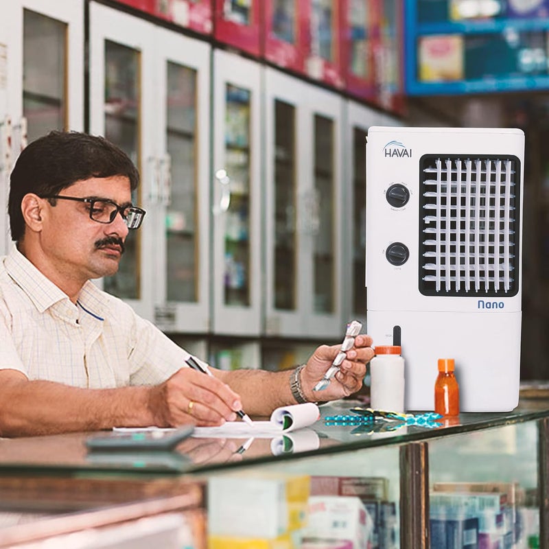 HAVAI HAVAI Nano Table Cooler Portable Cooler Vertical Blower Single Person Use7 Litre Tank Capacity Ice Box 2 Feet Air Throw 1 Year Warranty3 Speed Control White And Black  - Image 4