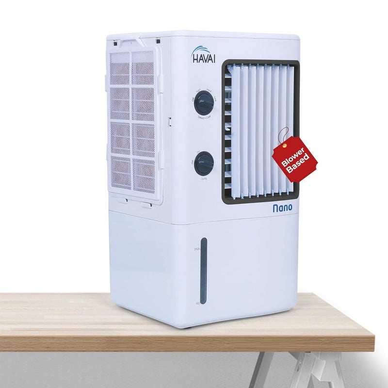 HAVAI HAVAI Nano Table Cooler Portable Cooler Vertical Blower Single Person Use7 Litre Tank Capacity Ice Box 2 Feet Air Throw 1 Year Warranty3 Speed Control White And Black  - Image 1