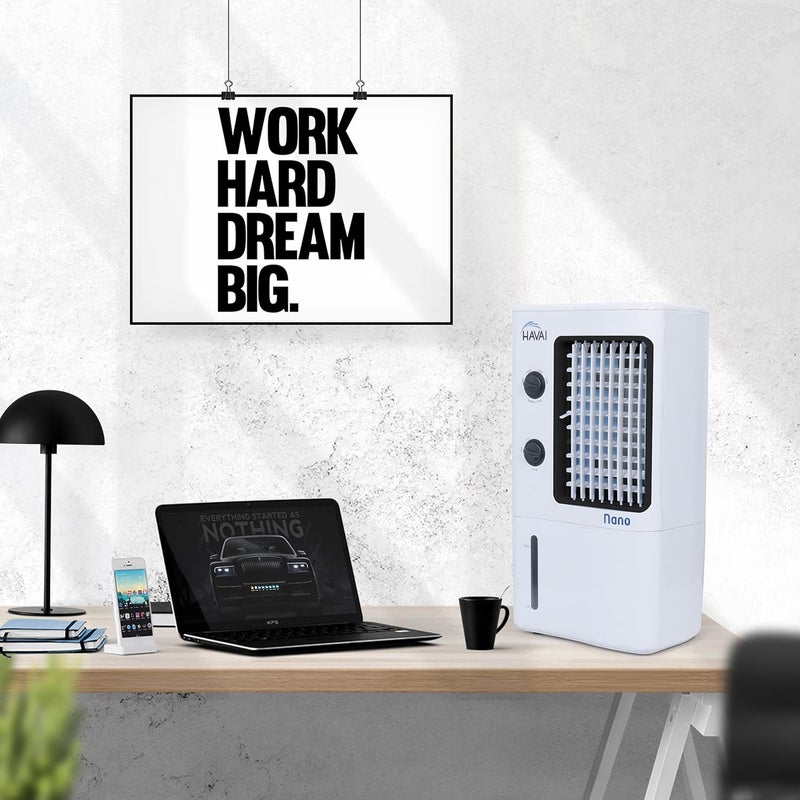 HAVAI HAVAI Nano Table Cooler Portable Cooler Vertical Blower Single Person Use7 Litre Tank Capacity Ice Box 2 Feet Air Throw 1 Year Warranty3 Speed Control White And Black  - Image 5