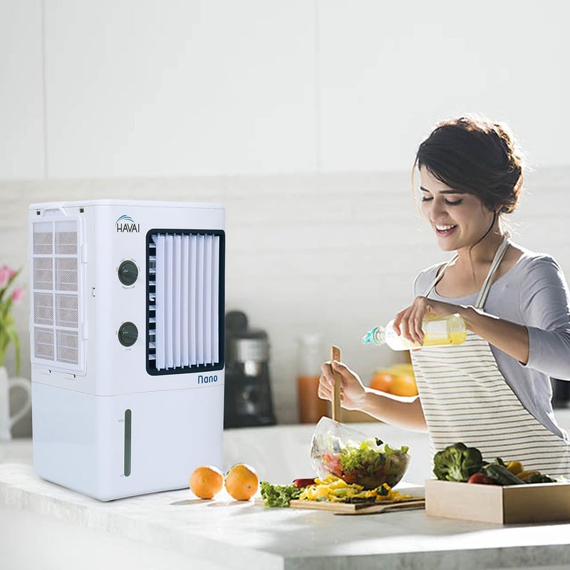 HAVAI HAVAI Nano Table Cooler Portable Cooler Vertical Blower Single Person Use7 Litre Tank Capacity Ice Box 2 Feet Air Throw 1 Year Warranty3 Speed Control White And Black  - Image 3