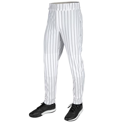 CHAMPRO Triple Crown 20 Tapered Bottom Baseball Pants with Pinstripes Adult Small White Black Pinstripes - Image 1
