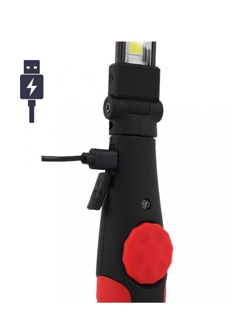 دي إل سي  مصباح عمل مرن قابل لإعادة الشحن بتقنية LED COB، مزود بقاعدة مغناطيسية دوارة ورأس قابل للطي والتعديل، يُشحن عبر منفذ USB، مصباح فحص محمول لإصلاح السيارات، مناسب لورش إصلاح السيارات، وورش الصيانة المنزلية، والاستخدام في حالات الطوارئ. - Image 4