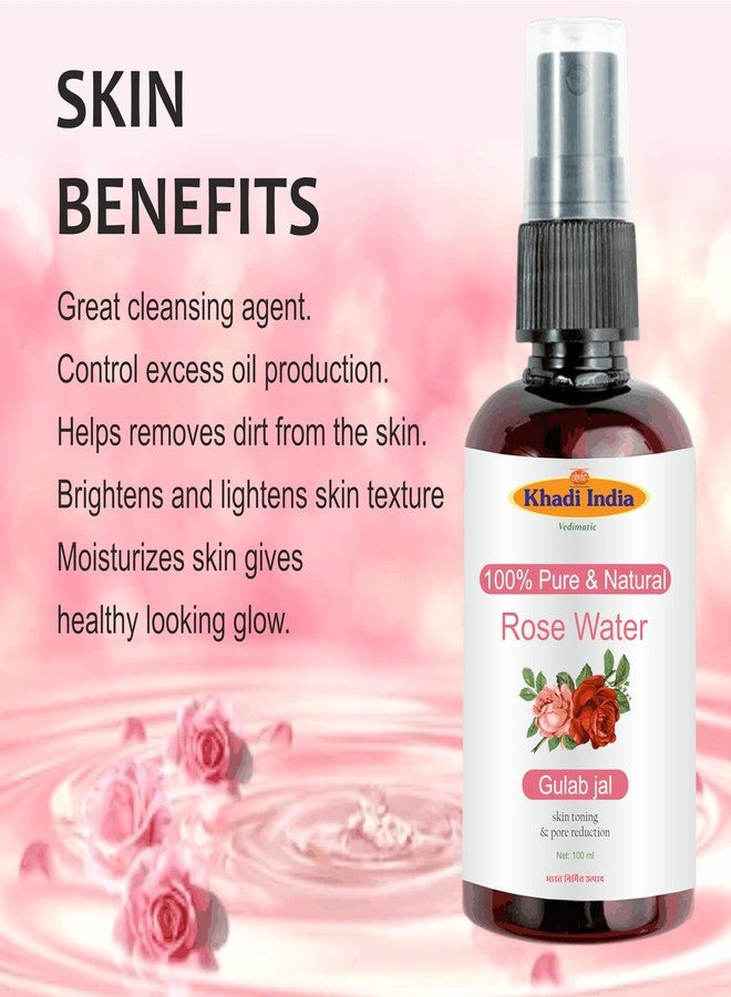 Vedimatic Khadi Herbals Rose Water Toner, Face Mist, Astringent, Ayurvedic, 100% Pure, Body-Spray | Oil-Control, Acne-Control, Hydration, Face CTM | Ayurvedic, Pure & Fresh Made, Steam-Distilled (Pack of 2 -200 ml.) - Image 3