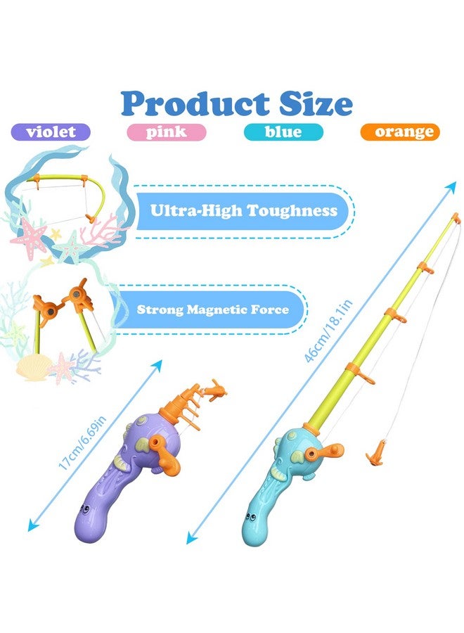 Timisea 6 Pcs Fishing Rod Pole Pool Toy,Fishing Bath Toys Game for Bath Time Carnival,Educational Learning Toys for Children Magnetic Fishing Rod Game - Image 3