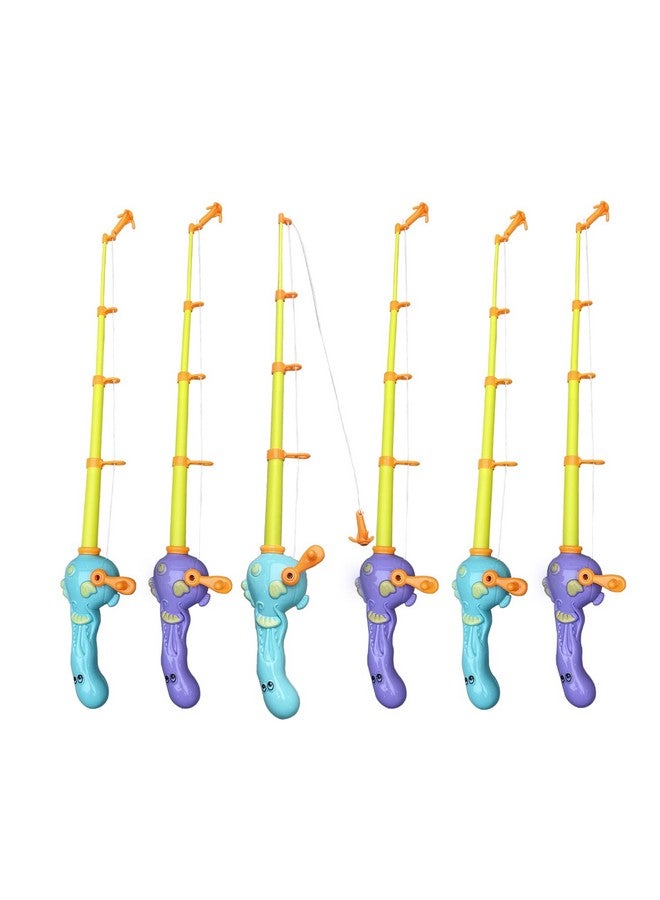 Timisea 6 Pcs Fishing Rod Pole Pool Toy,Fishing Bath Toys Game for Bath Time Carnival,Educational Learning Toys for Children Magnetic Fishing Rod Game - Image 1
