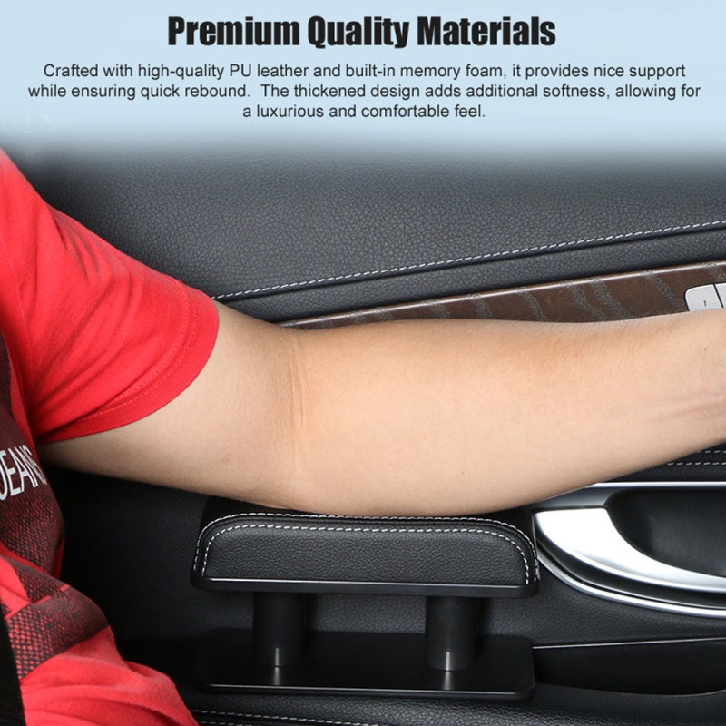 Car Armrest Pad Black With White Line: Ergonomic Design Armrest Cushion - Adjustable Height 3 Levels Armrest Support for Long Car Drives Most Car Models - Image 2