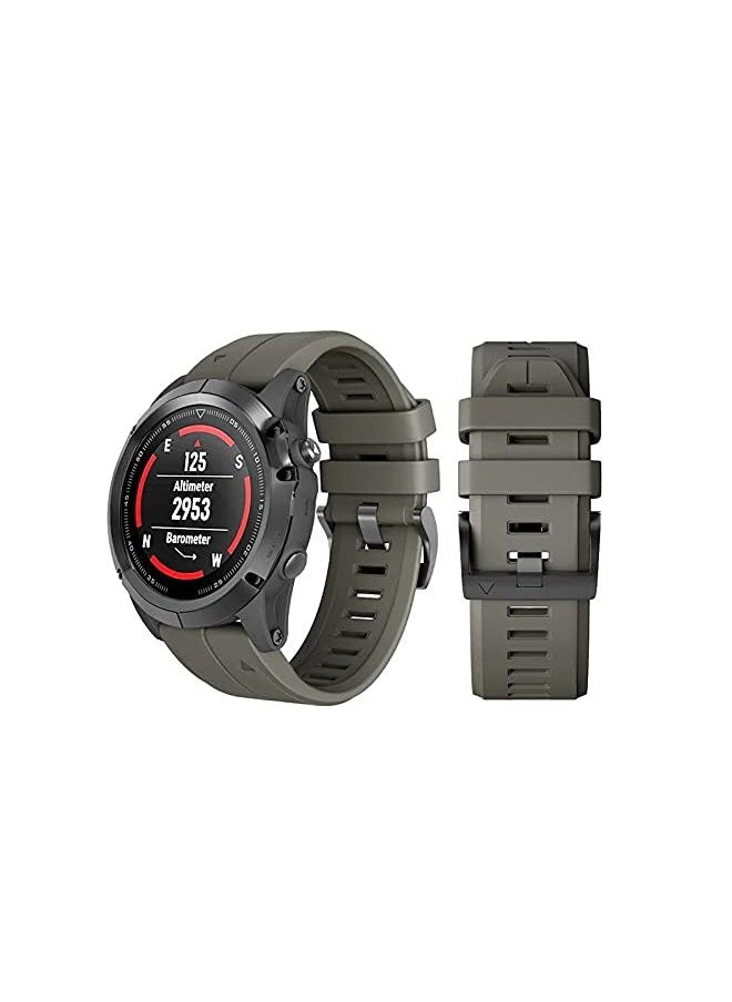 Dado - Silicone Watch Strap 26 mm width for Garmin Fenix 7X | Fenix 6X | Fenix 5X | 5 Plus | Fenix 6X Pro | Fenix 3 | Fenix 3 HR | Descent MK1| D2 Delta PX Smartwatch Strap (Army Green) - Image 1