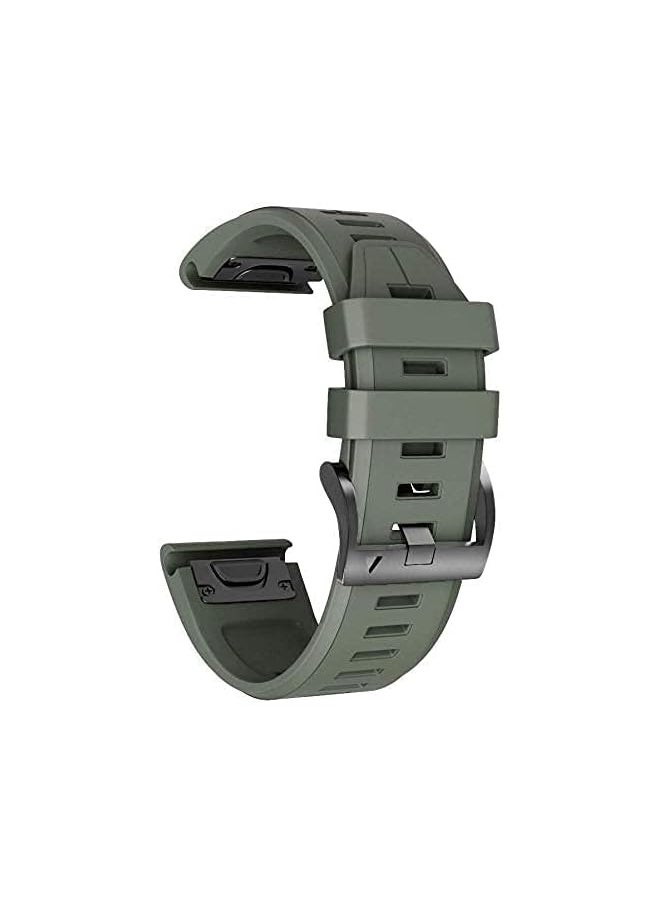 Dado - Silicone Watch Strap 26 mm width for Garmin Fenix 7X | Fenix 6X | Fenix 5X | 5 Plus | Fenix 6X Pro | Fenix 3 | Fenix 3 HR | Descent MK1| D2 Delta PX Smartwatch Strap (Army Green) - Image 1