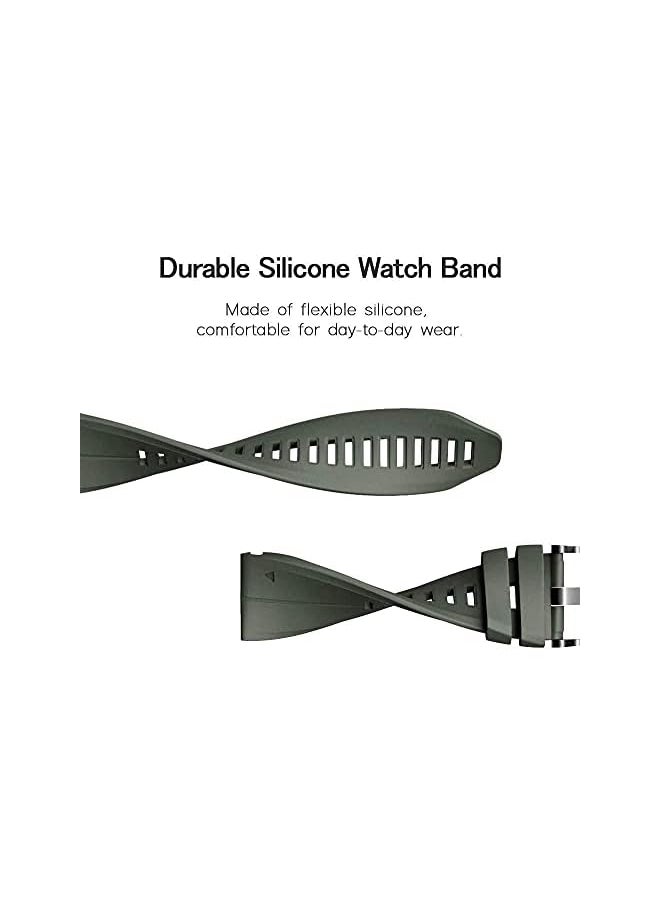 Dado - Silicone Watch Strap 26 mm width for Garmin Fenix 7X | Fenix 6X | Fenix 5X | 5 Plus | Fenix 6X Pro | Fenix 3 | Fenix 3 HR | Descent MK1| D2 Delta PX Smartwatch Strap (Army Green) - Image 1