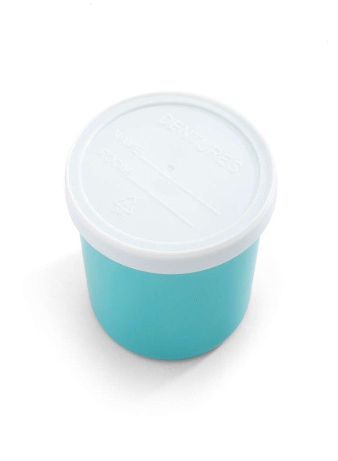 MediChoice Denture Cup, With Opaque Lid, 8 Ounce, Teal (Bag of 25) - Image 1