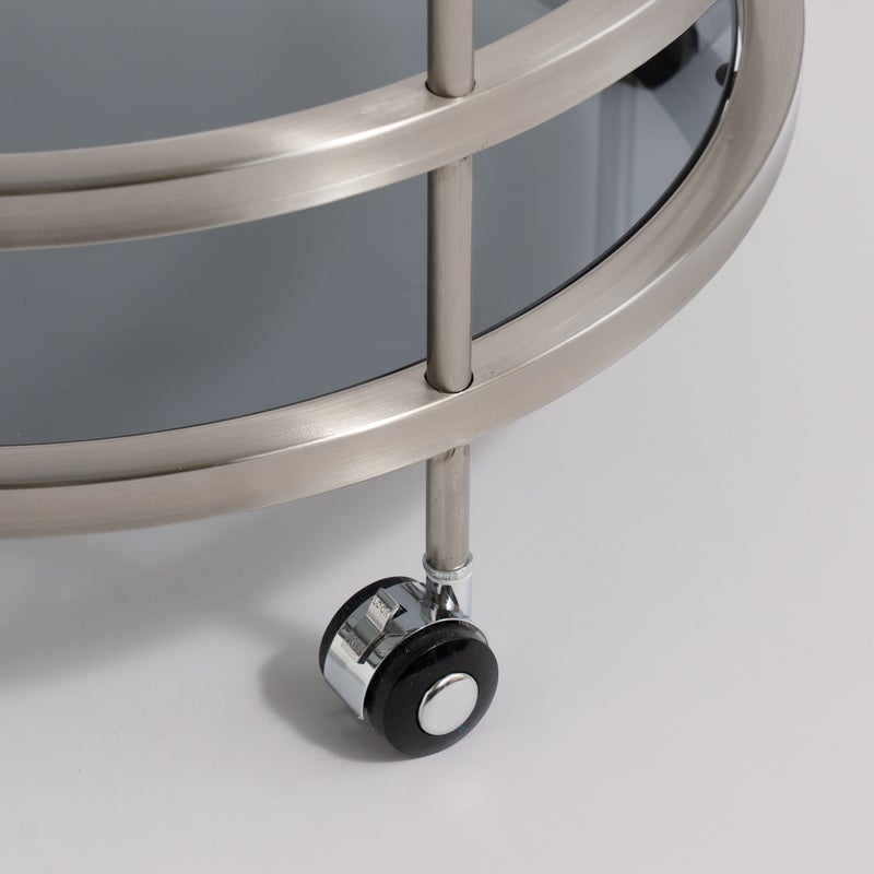 Homez metal two tier serving trolley 50*90cm, silver - Image 4