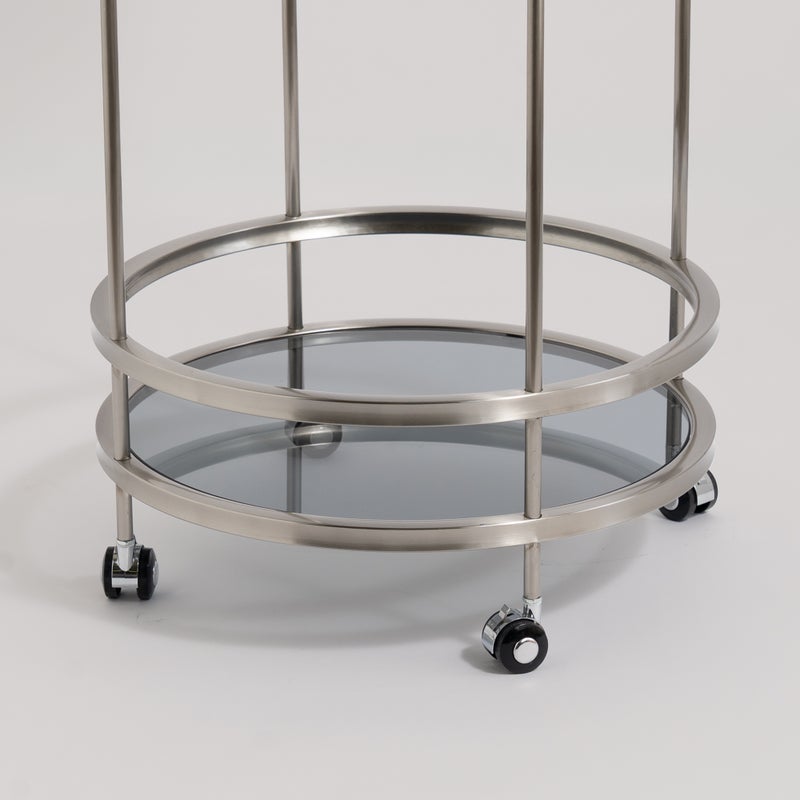 Homez metal two tier serving trolley 50*90cm, silver - Image 3