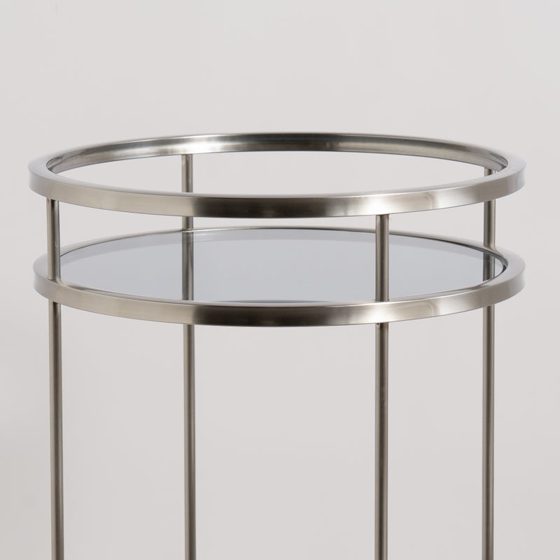 Homez metal two tier serving trolley 50*90cm, silver - Image 2