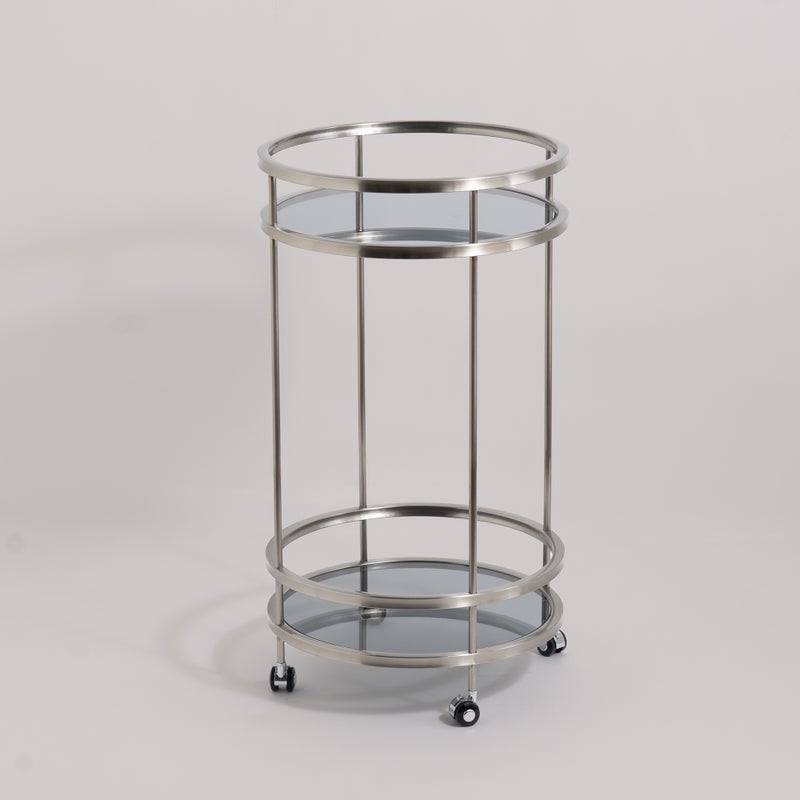 Homez metal two tier serving trolley 50*90cm, silver - Image 1