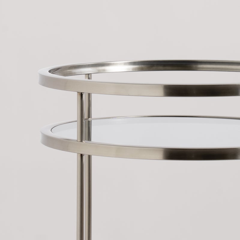 Homez metal two tier serving trolley 50*90cm, silver - Image 5