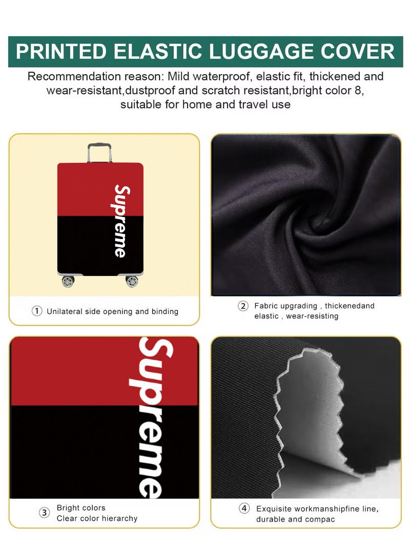 TNGames Supreme Pattern Streetwear Brand Fashionable & Stain-Resistant Design Extra Thick & Highly Elastic Suitcase Protector Cover (Fits 28-32 Inch Luggage) + Free Macaron Apple Green PVC Luggage Tag | Dustproof & Scratchproof - Easy Airport Identification - Image 3