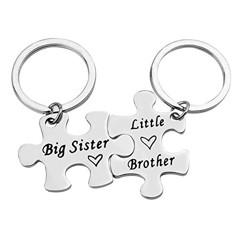 Xiahuyu Sister Brother Keychain Set Brother and Sister Gifts for Little Brother Big Sister Keychain Set for Little Brother Gifts from Big Sister Christmas Birthday Gifts Family Gifts for Sister Brother - Image 1