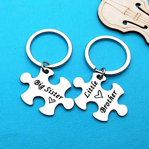 Xiahuyu Sister Brother Keychain Set Brother and Sister Gifts for Little Brother Big Sister Keychain Set for Little Brother Gifts from Big Sister Christmas Birthday Gifts Family Gifts for Sister Brother - Image 2