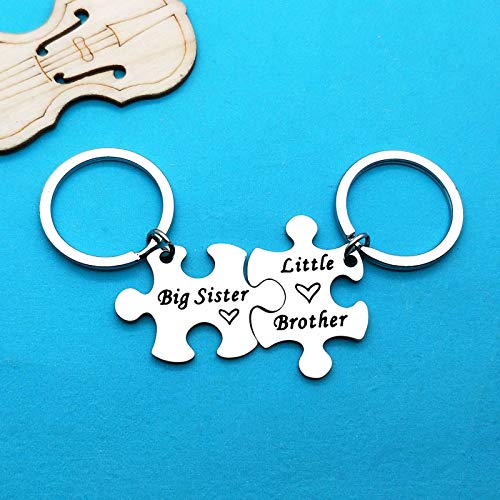 Xiahuyu Sister Brother Keychain Set Brother and Sister Gifts for Little Brother Big Sister Keychain Set for Little Brother Gifts from Big Sister Christmas Birthday Gifts Family Gifts for Sister Brother - Image 3