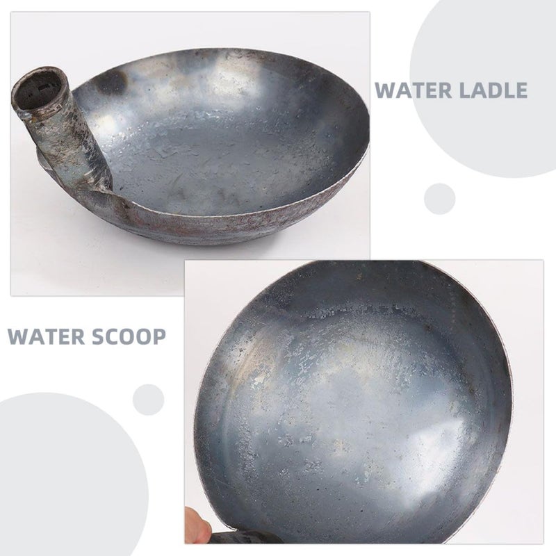 Cabilock Thickened Iron Water Scoop Ladle with Long Handle 13.5cm Sturdy Iron Scoop for Household Bathing, Gardening, and Industrial Use - Image 3