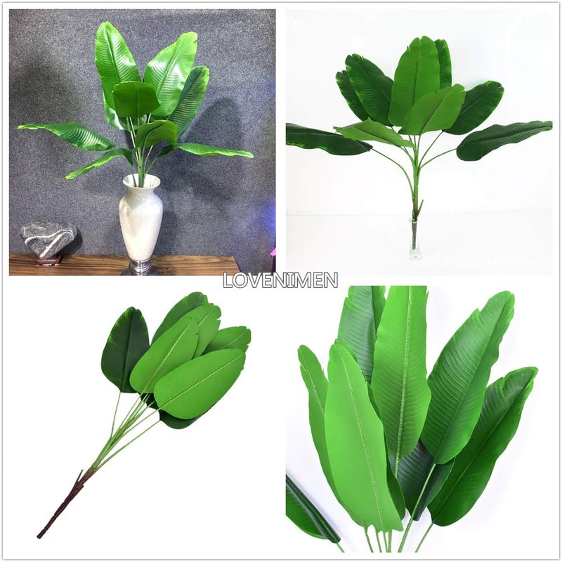 LOVENIMEN Artificial Plants Tropical Leaves, Fake Greenery Banana Tree Faux Palm Plant Large Leaf Indoor Outdoor Home Garden Office Verandah Wedding Floral Arrangement Decor Party Decoration - 1 Pack - Image 4
