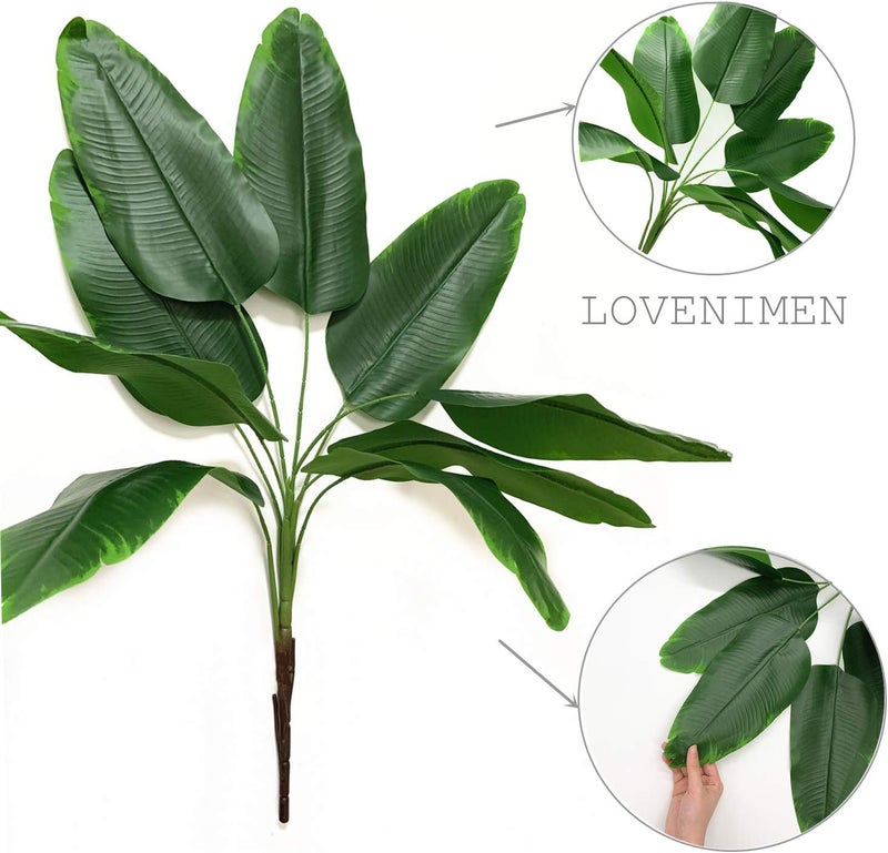 LOVENIMEN Artificial Plants Tropical Leaves, Fake Greenery Banana Tree Faux Palm Plant Large Leaf Indoor Outdoor Home Garden Office Verandah Wedding Floral Arrangement Decor Party Decoration - 1 Pack - Image 2