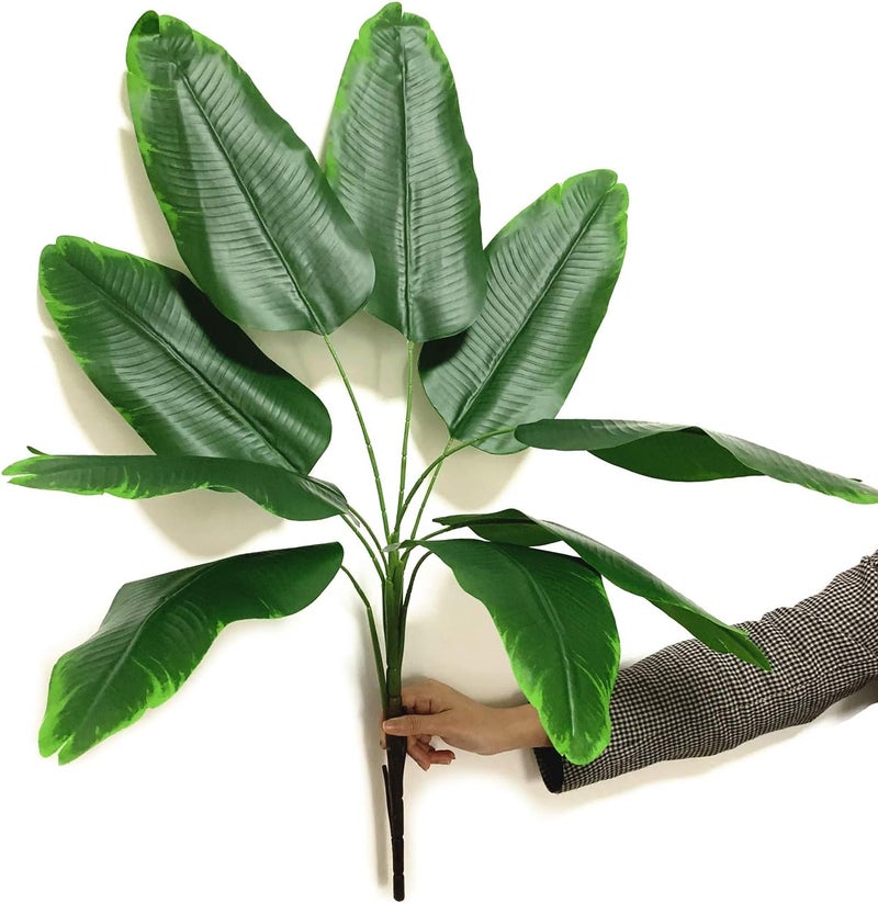 LOVENIMEN Artificial Plants Tropical Leaves, Fake Greenery Banana Tree Faux Palm Plant Large Leaf Indoor Outdoor Home Garden Office Verandah Wedding Floral Arrangement Decor Party Decoration - 1 Pack - Image 1