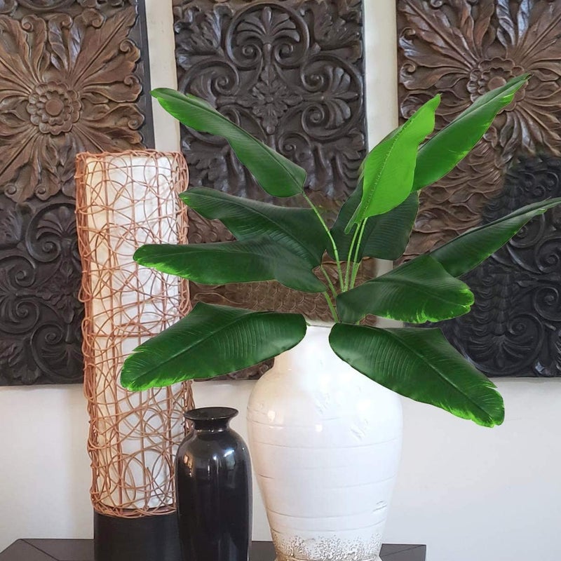 LOVENIMEN Artificial Plants Tropical Leaves, Fake Greenery Banana Tree Faux Palm Plant Large Leaf Indoor Outdoor Home Garden Office Verandah Wedding Floral Arrangement Decor Party Decoration - 1 Pack - Image 5