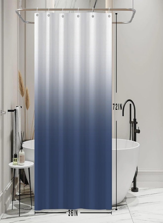 Uiiooazy Ombre Navy Blue Shower Curtain Set with Hooks Modern Gradient White Blue Shower Curtains for Bathroom Stall RV Solid Boho Waterproof Fabric Shower Curtain 36x72inches - Image 2