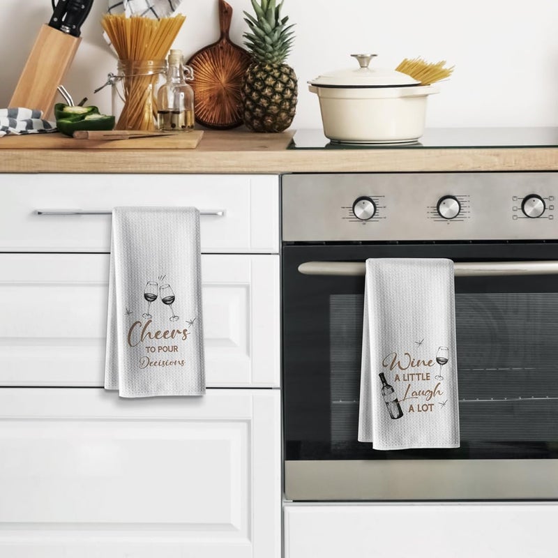 Hcaredee Funny Kitchen TowelsThemed Dishcloth Towels Decor14x26inchHand TowelsTea TowelsGift for LoverHostessHousewarmingValentines DayCandlelight Dinner2packGold - Image 3