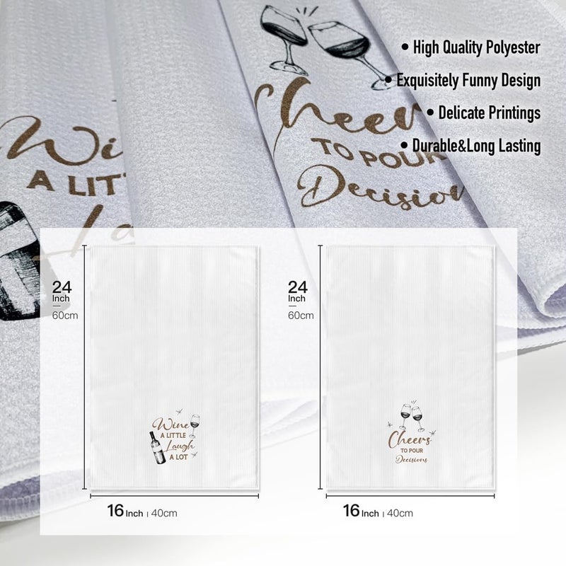 Hcaredee Funny Kitchen TowelsThemed Dishcloth Towels Decor14x26inchHand TowelsTea TowelsGift for LoverHostessHousewarmingValentines DayCandlelight Dinner2packGold - Image 4