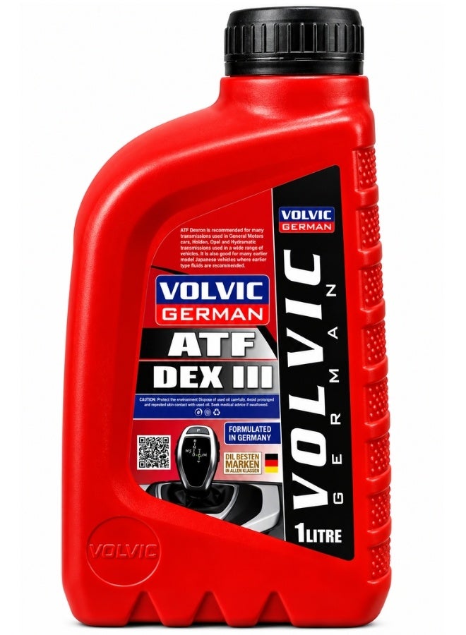 فولفيك سائل ناقل حركة أوتوماتيكي VOLVIC GERMAN ATF DEX III سعة 1 لتر، زيت فتيس أوتوماتيك Dexron III للمركبات ونواقل الحركة المتوافقة، مصمم للمساعدة على تشحيم وحماية مكونات ناقل الحركة ودعم سلاسة تبديل السرعات والأداء المنتظم، مناسب للعديد من تطبيقات GM وهولدن وأوبل وبعض السيارات اليابانية الأقدم التي تتطلب سوائل Dexron، تركيبة مطورة في ألمانيا - Image 2