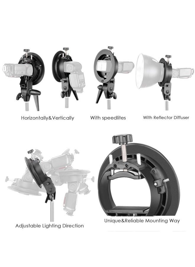 Neewer S Type Bracket Holder with Bowens Mount for Square Head Flash Speedlite Compatible with Godox AD200Pro NEEWER Z760 NW760 NW700 TT560 Q3, Large Handle, Umbrella Mount, ST-FS - Image 4