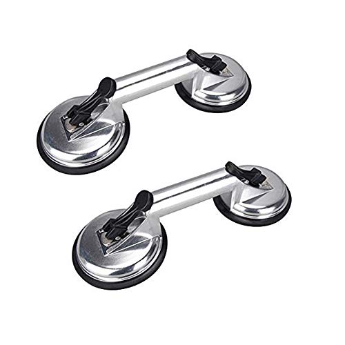 SOLUDE 2 Pack Glass Suction Cup,Aluminium Heavy Duty Vacuum Lifter for Moving Glass/Window/Tiles/Mirror/Granite,Double Gripper Sucker Plate - Image 1