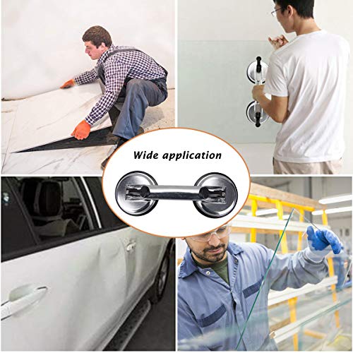 SOLUDE 2 Pack Glass Suction Cup,Aluminium Heavy Duty Vacuum Lifter for Moving Glass/Window/Tiles/Mirror/Granite,Double Gripper Sucker Plate - Image 5